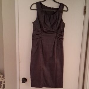 Adrianna Papell Gray Pleated Sheath Dress